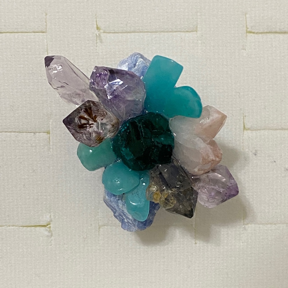 Multicolor Crystal Cluster Statement Ring - image 1